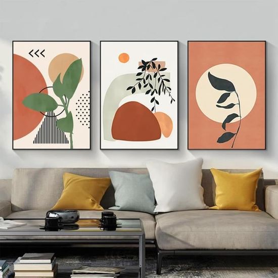 Lot De 3 Posters Bohémiens - Motif Pampa - Paysage Naturel Tableaux
