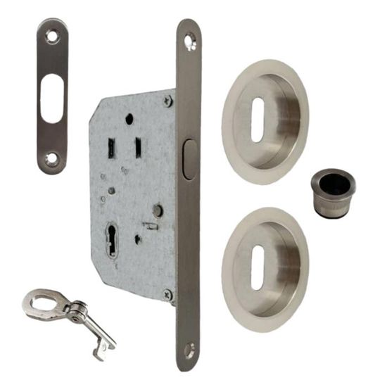 Pack Complet Serrure Euro Deadlock - Cylindre à Trou De Clé, Finition Argentée