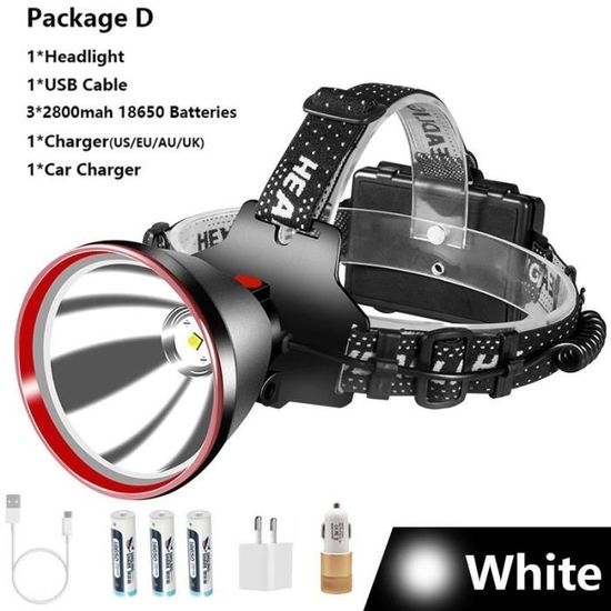 Lampe Frontale LED Rechargeable 1000LM - Avec Détecteur De Mouvement, Zoom, 6 Modes, étanche IPX4, Pour Course, Camping, Pêche