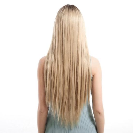 Perruque Longue BÉNÉDICTE - Châtain Cuivré Mèches Blondes - Synthétique - Taille M - Neuf Avec étiquettes