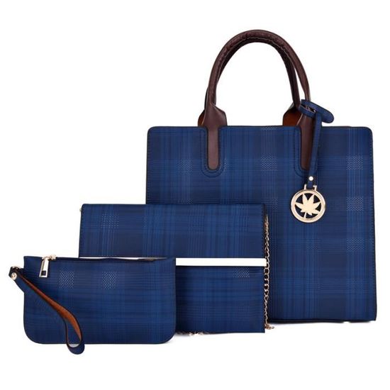 Sac a Main Femmes bleu Sac à Bandoulière D'épaule Fourre-Tout Sac 6pcs