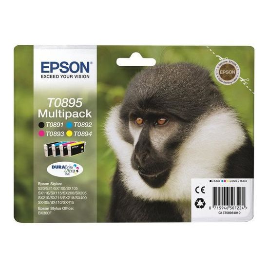 EPSON Multipack T0895 - Singe - Noir, Cyan, Magenta, Jaune (C13T08954020)