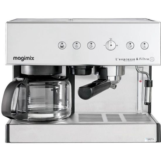 MAGIMIX Machine à Café Expresso Cafetière Automatique Dosettes/Café moulu  Chromé Mat