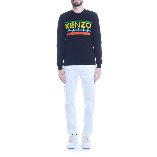 Pull en coton noir Kenzo logo Dans several et tissu multicolore. Cou et a manches longues en coton 100 Noir Noir Cdiscount Pret a Porter