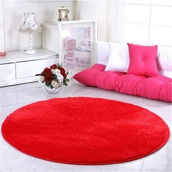Tapis Rond Moelleux En Microfibre Pour Chambre D'Enfant - 100 Cm, Antidérapant, Arc-en-Ciel