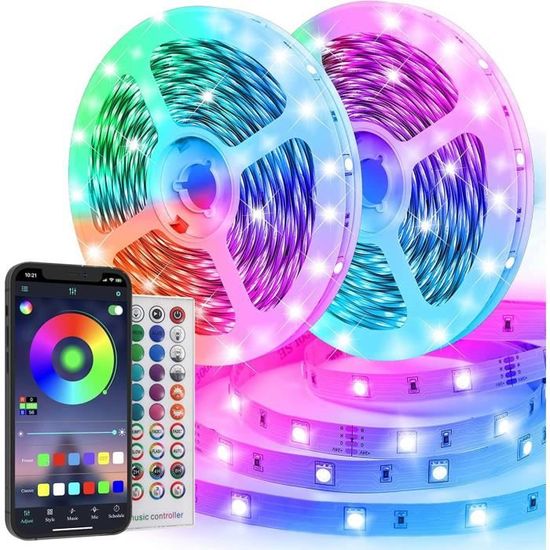 Nallee Ruban Led 30M(2x15M), Bande Led RGB Led Chambre Multicolore, Lumière  Led avec Télécommande 44 Touches App, pour Chambre, Cuisine, Fête :  : Luminaires et Éclairage