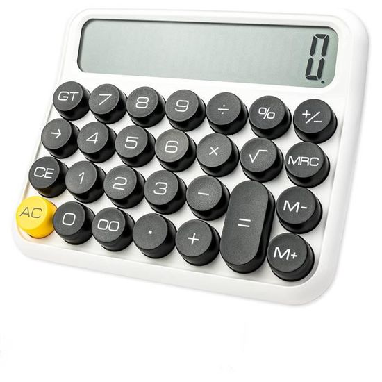 Calculatrice Mécanique 12 Chiffres Écran LCD 5 Pouces - Gros Boutons Inclinable Pour Enfants Et Bureau
