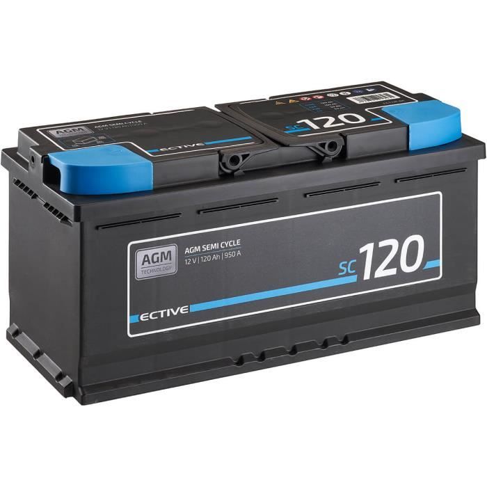 ECTIVE 12V 120Ah AGM batterie decharge lente Deep Cycle SC 120
