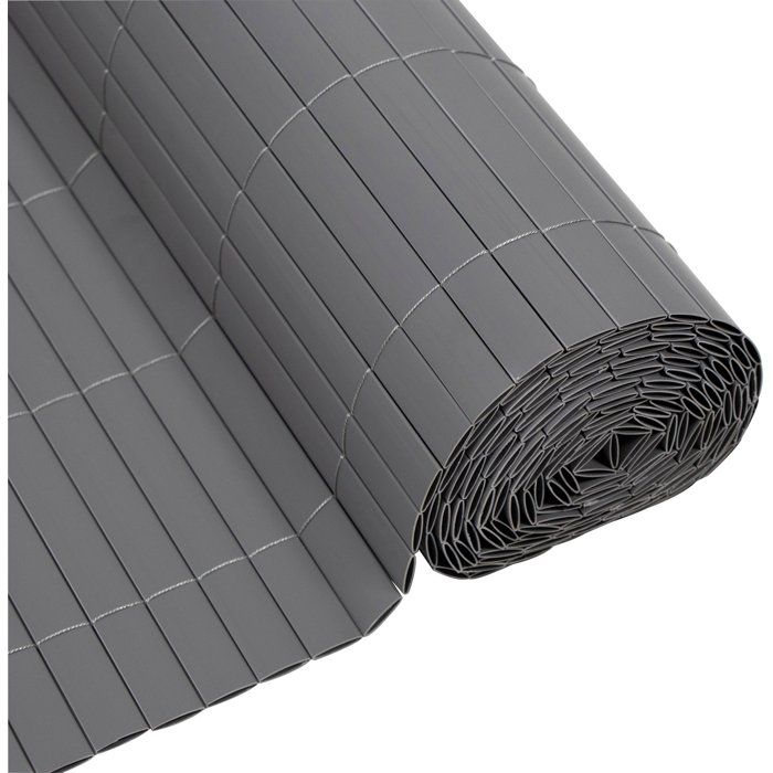 Canisse PVC double face - NATURE - 19 mm - Gris clair - 3 x 15 m