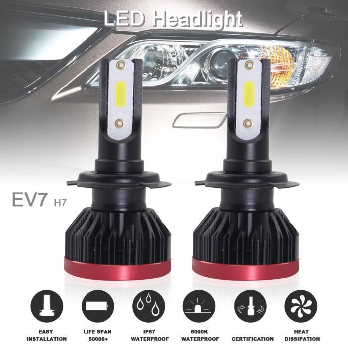 2pcs Super Mini H7 120W 20000LM 6500K COB LED Ampoules phares kit de conversion ampoules phares