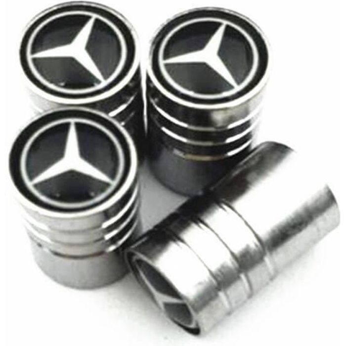 4x Mercedes-Benz bouchon de valve Tire bouchon de valve Cylindrique Noir logo