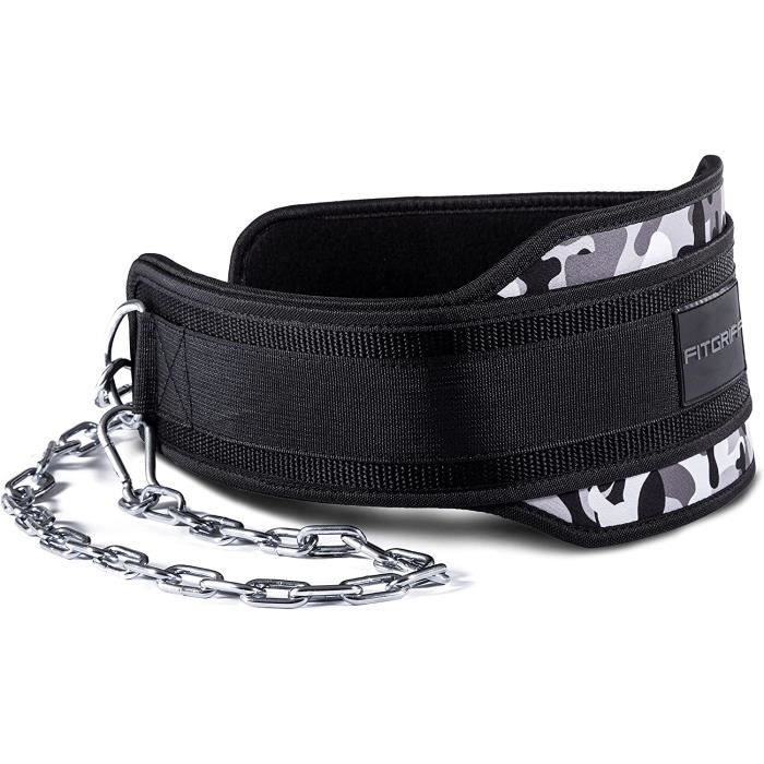 Musculation - Ceinture Lestée Chaine + Mousquetons Dip Belt Haltérophilie Bodybuilding Poids Crossfit Force