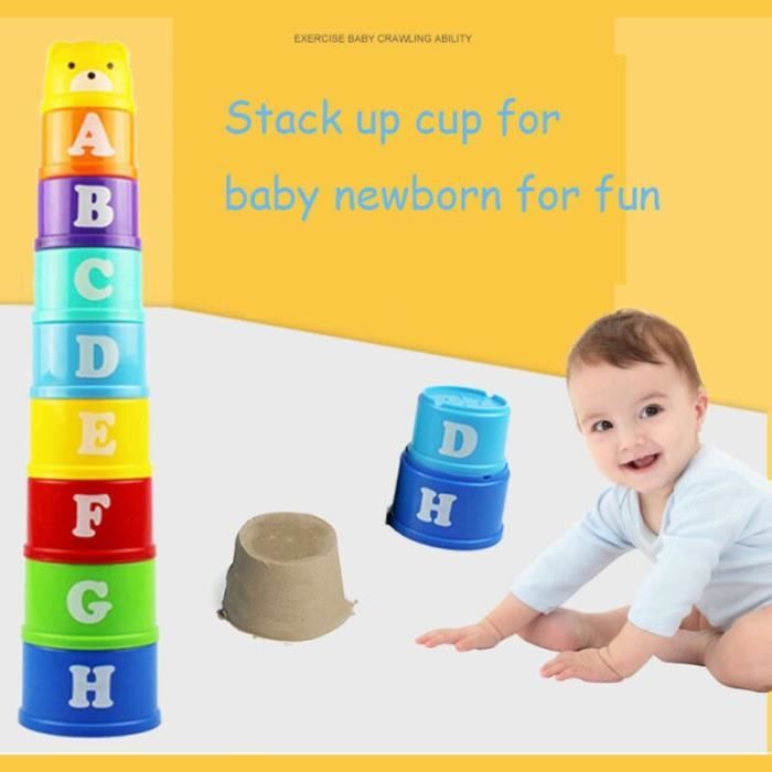 Puzzle,Bébé empiler tasse tour apprentissage précoce trieur jouet Figure lettres empilement pyramide jouets enfants