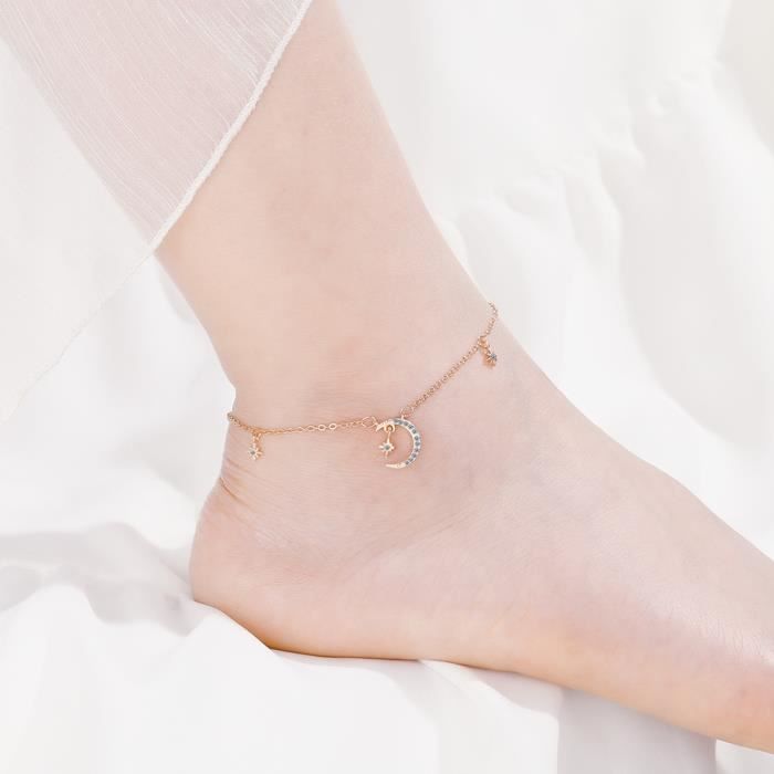 Lune Chaine de cheville Femmes Mode Charm Coffret Cadeau Doré rose