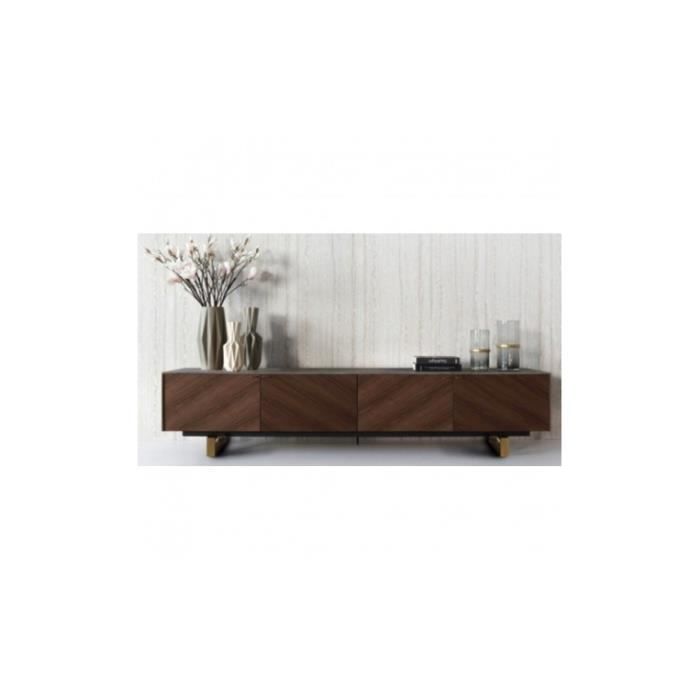 Meuble TV 4 portes aspect bois marron SOUL