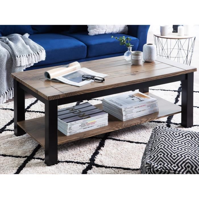 Table basse en bois foncé et noir AVOCA
