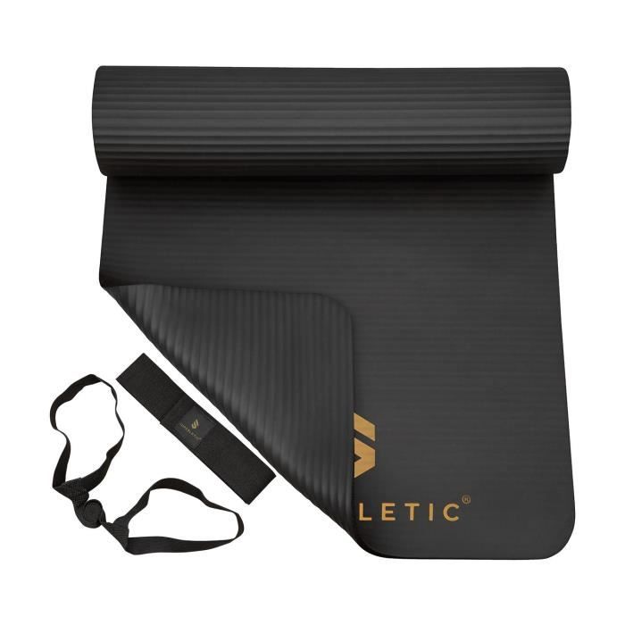 Tapis de gymnastique - CAPITAL SPORTS SUPERLETIC Elite - 3 épaisseurs - Pour le fitness, le Pilates, le yoga - Noir