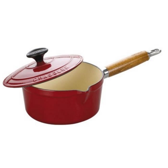 Chasseur - casserole fonte émaillée 18cm + couvercle - 3482rouge