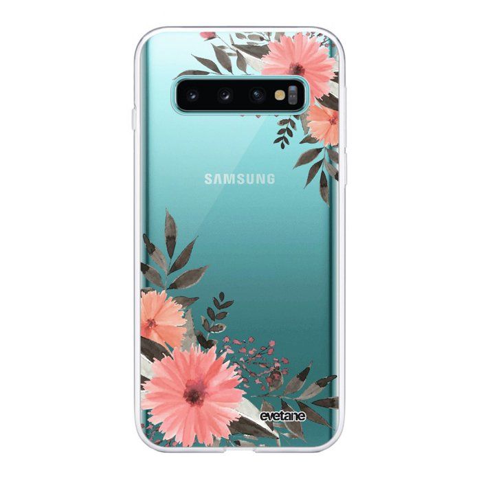 Coque Samsung Galaxy S10 360 intégrale transparente Fleurs roses Ecriture Tendance Design Evetane