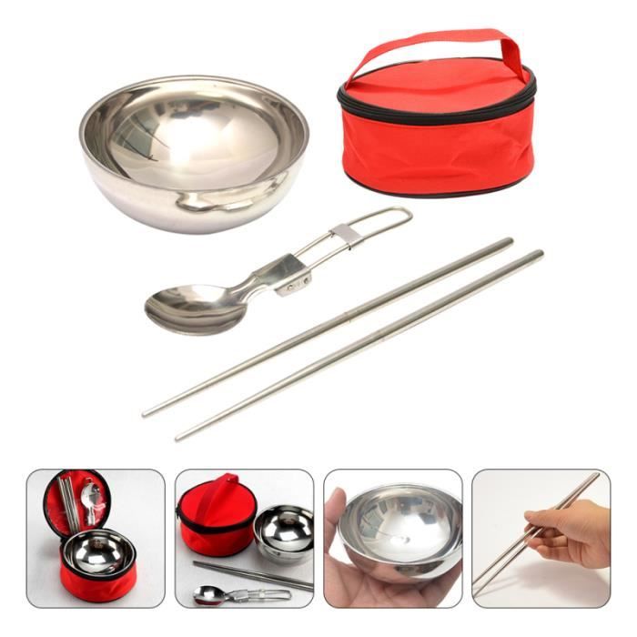 1 SET VOYAGE PIECIC CAMPING Camping Épaississement Bol Pliant cuillère popote - vaisselle - couverts camping - camp de base