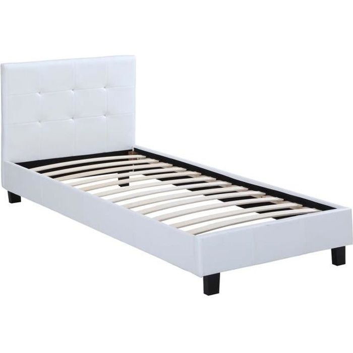 Lit -Julia- - 90 x 190 cm - Blanc