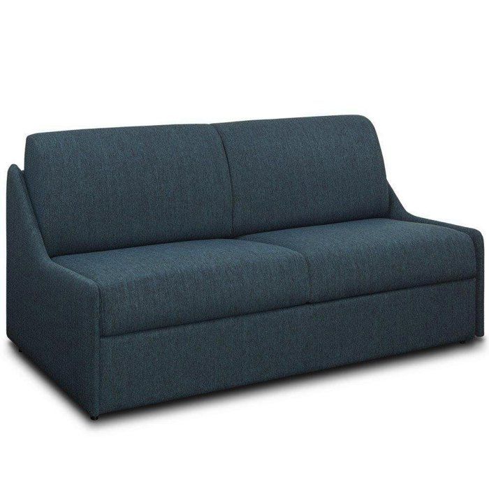 Canapé lit ESPRESSO rapido compact 140cm matelas 16cm tissu tweed bleu nuit bleu tissu Inside75