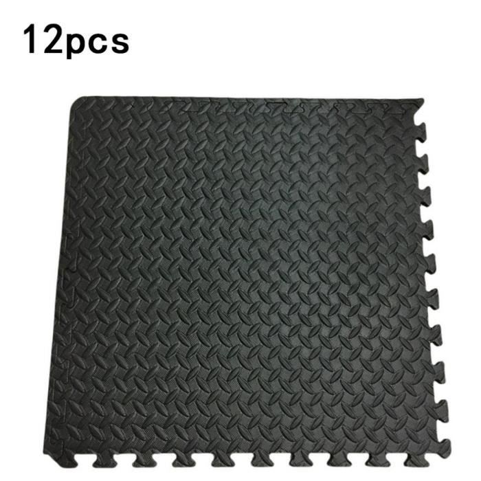 Tapis de protection de sol – 12 dalles en mousse EVA - Matelas puzzle pour matériel fitness, gym, musculation 30,5x30,5cm