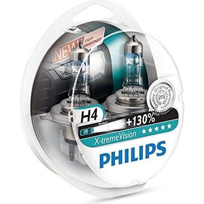 Pack de 2 Ampoules H4 Philips X-treme Vision +130% (Nouveau !)