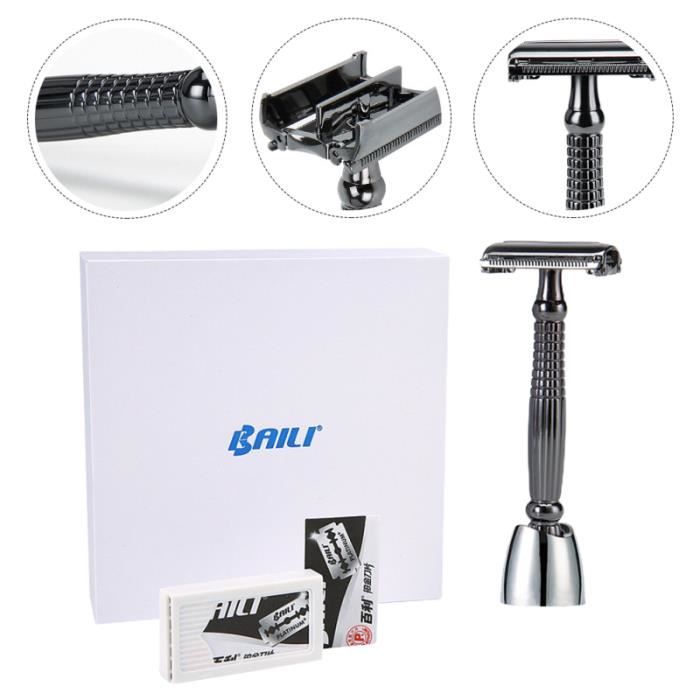 1 ensemble de rasoir de sécurité en métal Prime utile à long manche tranchant outil de rasage pour salon hôtel COFFRET DE RASAGE