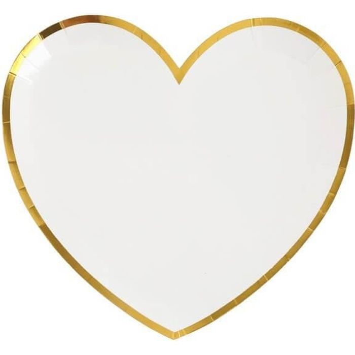 Assiette coeur blanche et dorée métallisée (x10) R/6811 Matière carton