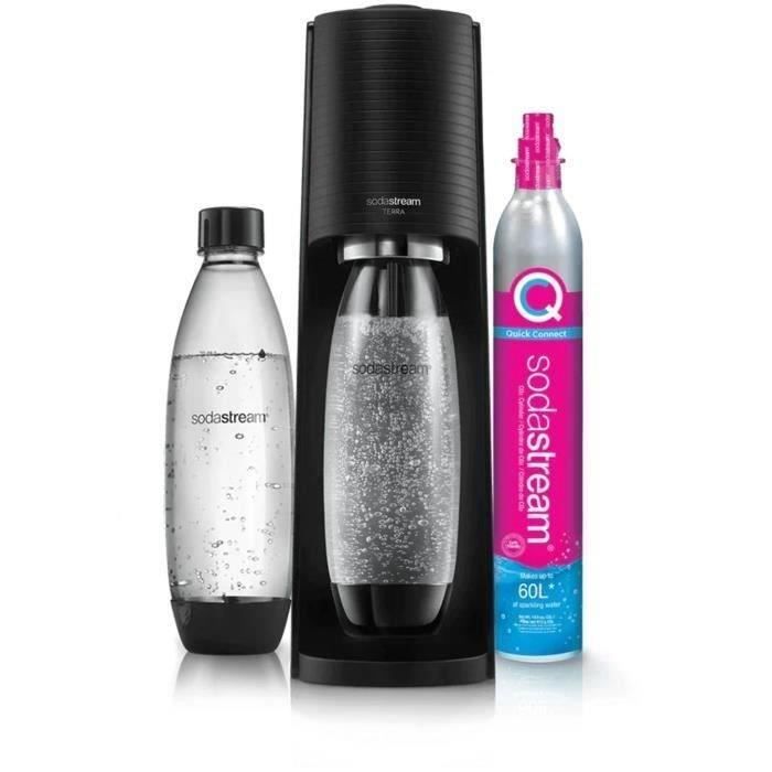 SODASTREAM TERRANLV - Machine TERRA Noire Pack 2 bouteilles LV + 1 cylindre d'échange CQC
