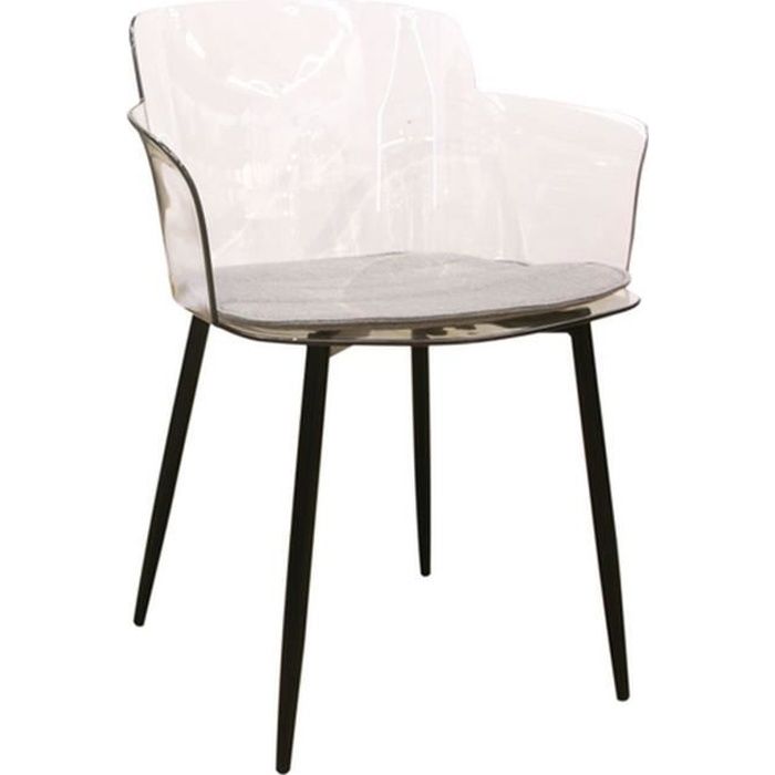 Fauteuil de table design transparent Lilia - Noir