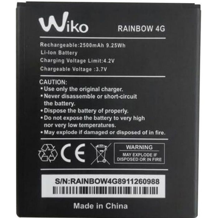 Batterie D 'Origine Wiko Rainbow 4 G