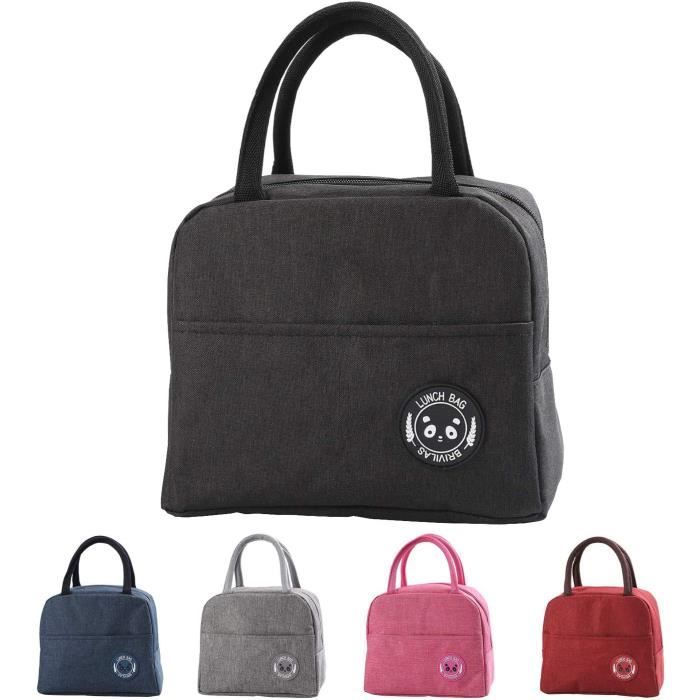 Sac Isotherme Repas Bureau Lunch Bag Sac de Transport Repas Pique-Nique Sac de Poche Toile Imperméable isol,Noir