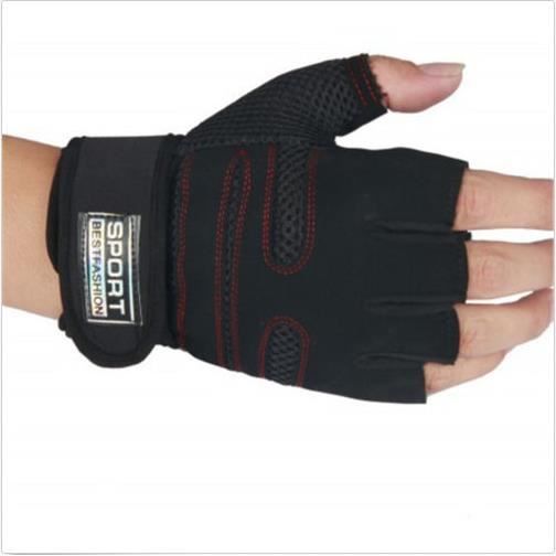 Gym Gants Fitness Bracelet Poignée Entraînement Musculation Bodybuilding Sports Rouge et Noir