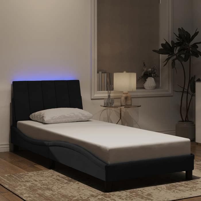 vidaXL Cadre de lit avec LED sans matelas Hanko noir 90x190 cm velours 3213753