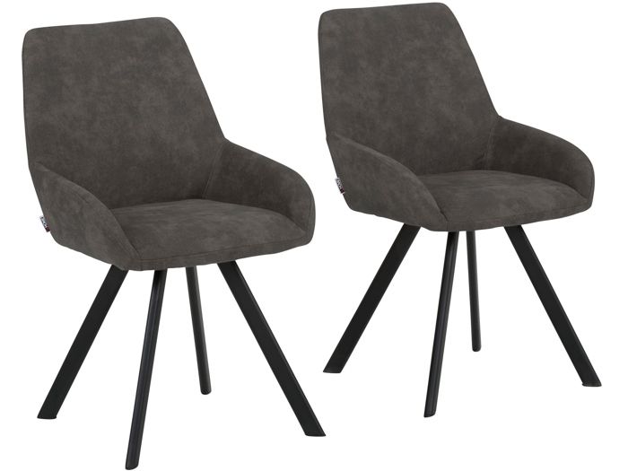 Lot de 2 chaises de salle à manger en microfibre anthracite