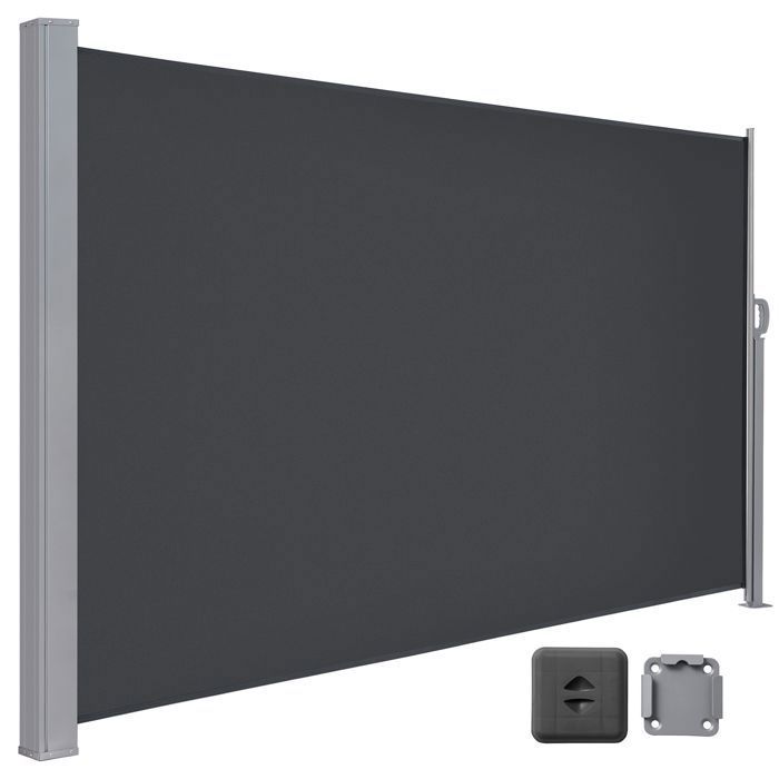 Store Latéral 160 x 450 cm Brise-Vue Rétractable Auvent extérieur Résistant aux Intempéries Gris Anthracite