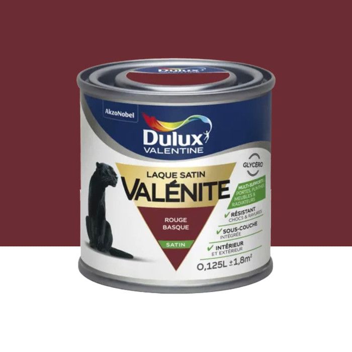 Laque acrylique Valénite Dulux Valentine rouge basque brillant 500ml main image 1