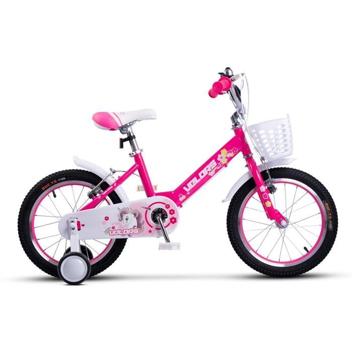 Vélo Enfant 14 Pouces Débutant – Cadre Acier, Roues Stabilisatrices, Panier, Cloche, Siège Passager, Rose – Pour 3-7 Ans (100-120 Cm)