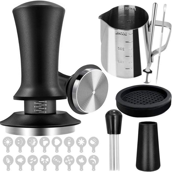 Kit de tasseur à café - Kit de 22 pièces - Accessoires pour expresso avec tasseur de 51 mm - Outil de barista avec coussinet