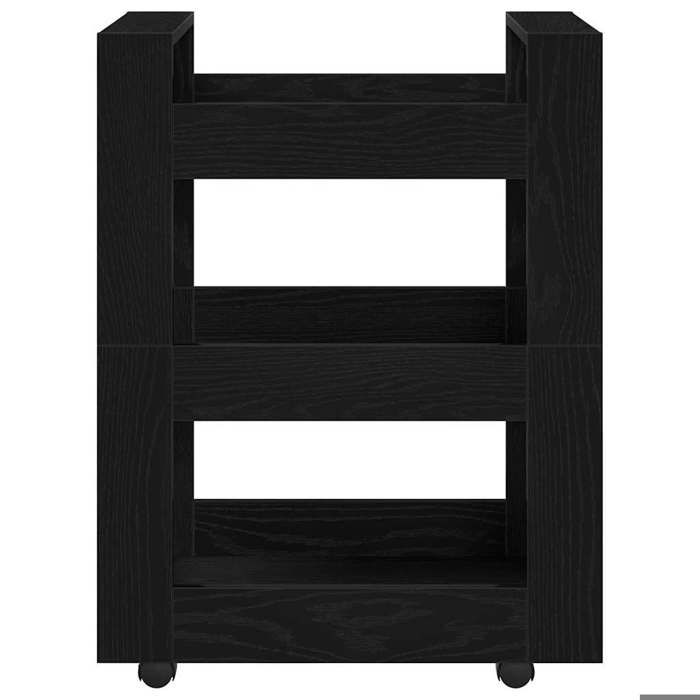 Soldes Printemps Chariot de cuisine - BURKE - Desserte cuisine - Chêne noir 60x45x80 cm Bois dingénierie DD252