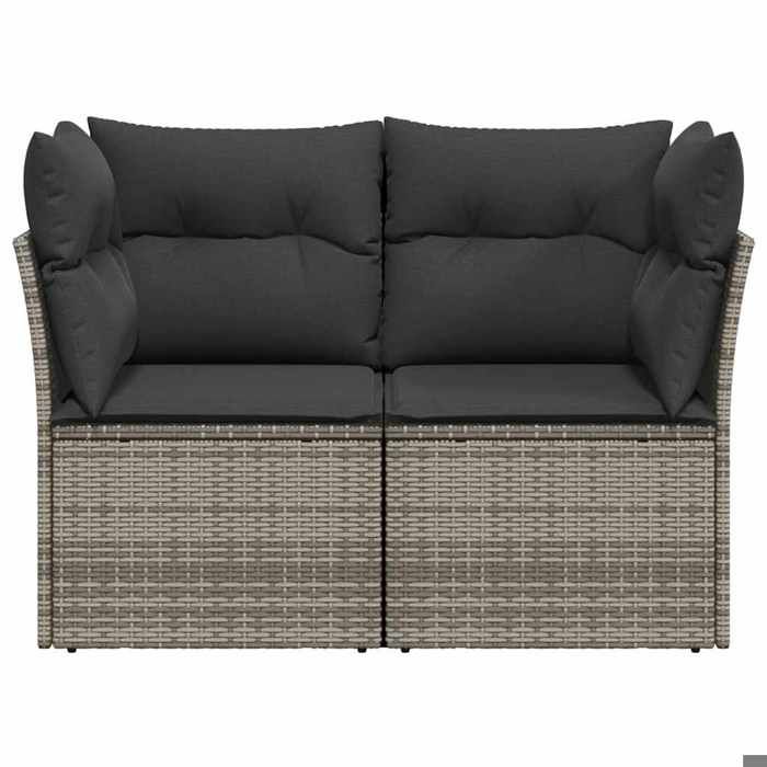 Gris Canapé dextérieur/jardin - SARAZYJ - Canapé de jardin - 2 places - avec coussins gris - résine tressée Hot38545929