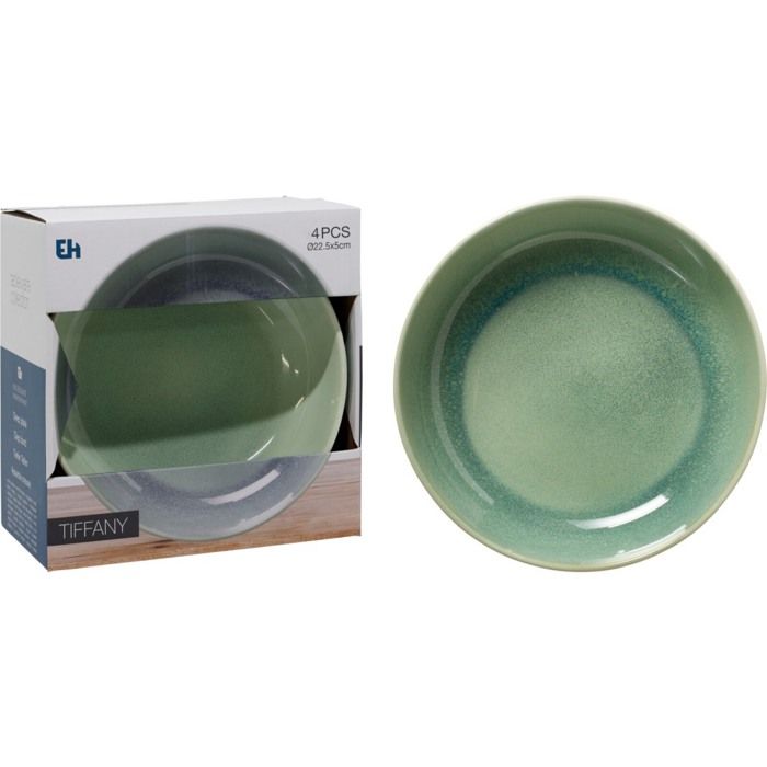 Assiette creuse set de 4 pcs diamètre 23 cm vert - EXCELLENT HOUSEWARE