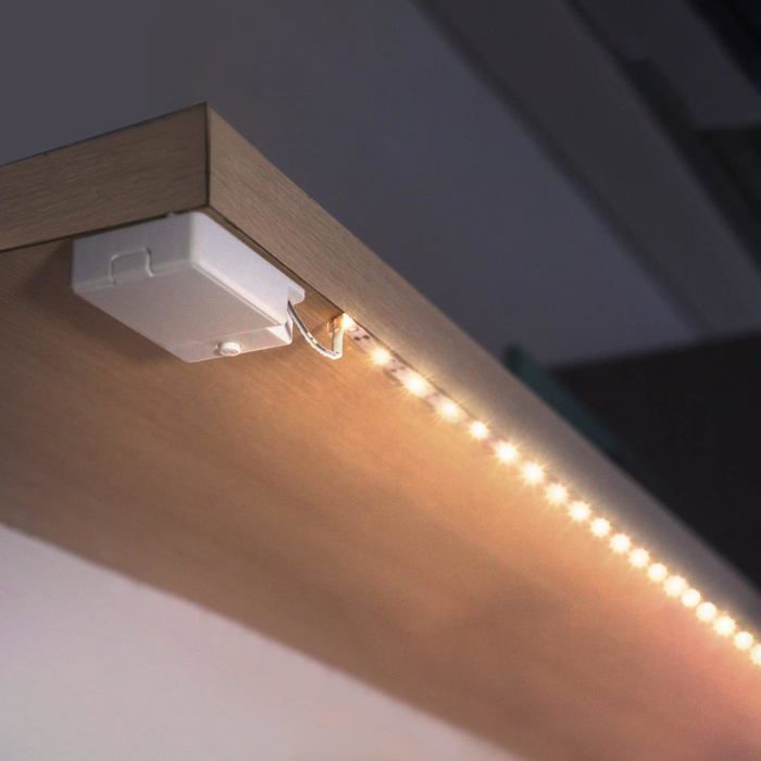 Bande Lumineuse Led Alimentée Par Batterie 1 Mètre Bande Lumineuse Led Alimentée Par Batterie Blanc Chaud 2700K Pour Étagère[EA61]