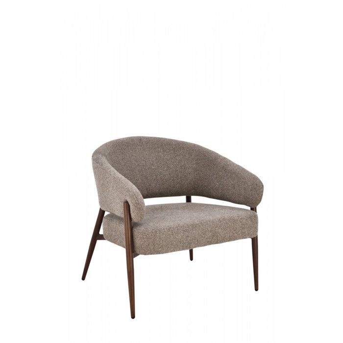 Fauteuil en tissu marron avec piètement finition noyer Curve - Amadeus
