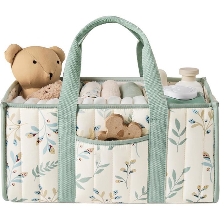 Panier Rangement Bébé avec Compartiments et Poignées Rangement Couches Bebe Portable Cadeau pour nouve PETIT MEUBLE DE RANGEMENT
