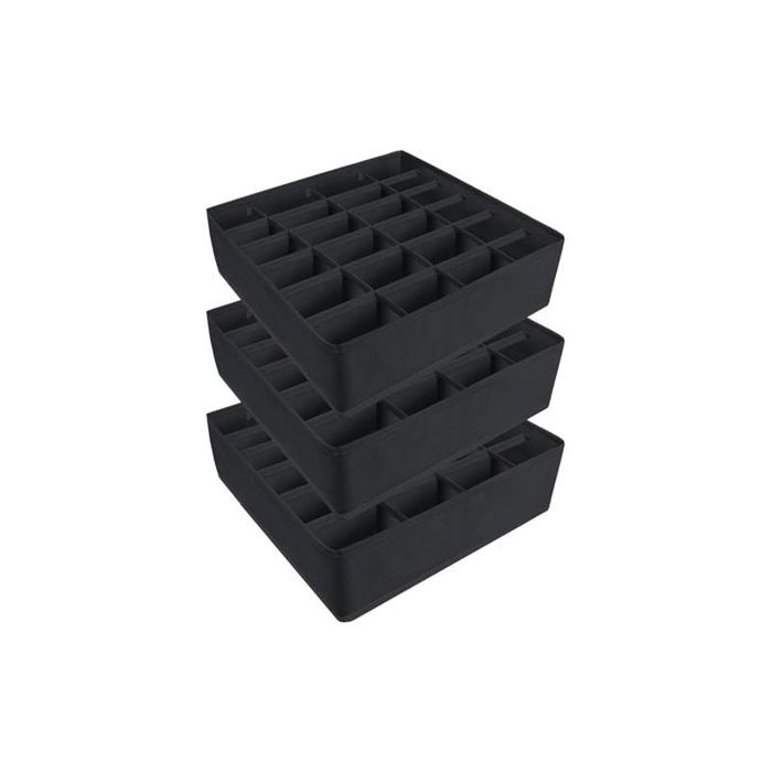 Lot de 3 Organisateur Tiroir Boîtes de rangement sous vetement pliables en textile respirant idéales pour chaussettes et cravate