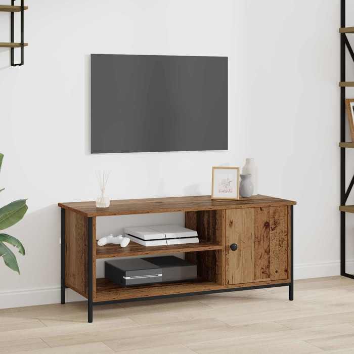vidaXL Meuble TV 100x40x45 cm bois ancien bois ingénierie meuble télé effet vieilli design rustique