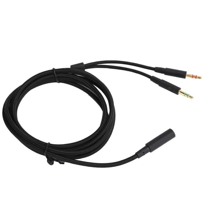 Câble De Remplacement Pour Casque Audio – Compatible Kingston Cloud Stinger, Cloud Mix, Etc. – Fil Tressé Noir 3,5 Mm, 2 M